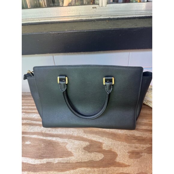 Michael Kors Black Saffiano Leather Selma Convertible Satchel Bag - Picture 2 of 11